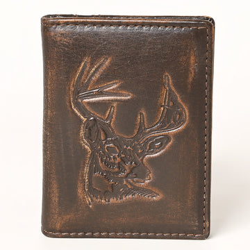 AMERICAN TANNER Genuine Leather Hand Burnished Bifold Wallet For Men Women H4.25 X W3 D0.5